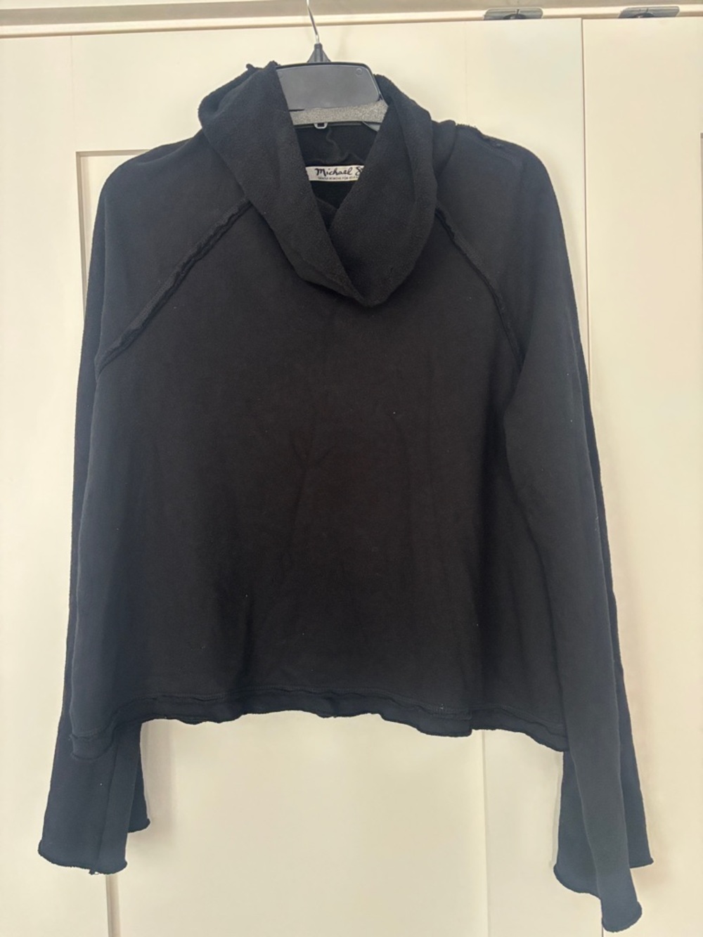Michael Stars Black fleece Sherpa Cropped Pullover Sz L